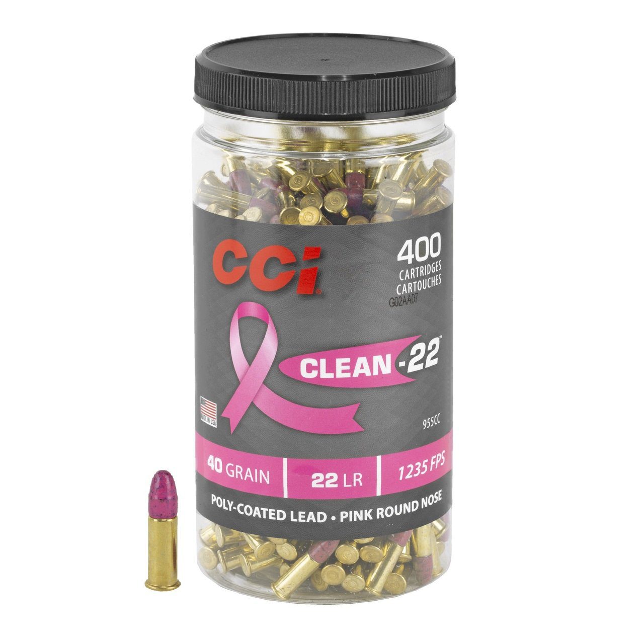 CCI Clean-22 High Velocity Ammunition 22 Long Rifle 40 Grain Pink Polymer  Coated Lead Round Nose - Gateway Ammo