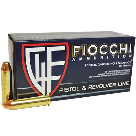 Fiocchi Shooting Dynamics Ammunition 357 Magnum 125 Grain Jacketed Hollow  Point Box of 50 - midwayweaponshop.com