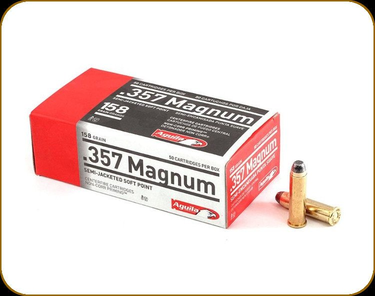 Aguila 357 Magnum Ammunition 1E572823 158 Grain Semi Jacketed Soft Point CASE 1000 Rounds