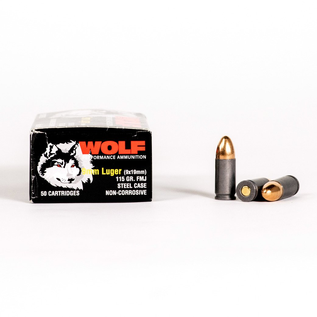 Wolf 9mm Ammunition 115 Grain Full Metal Jacket CASE 1,000 Rounds