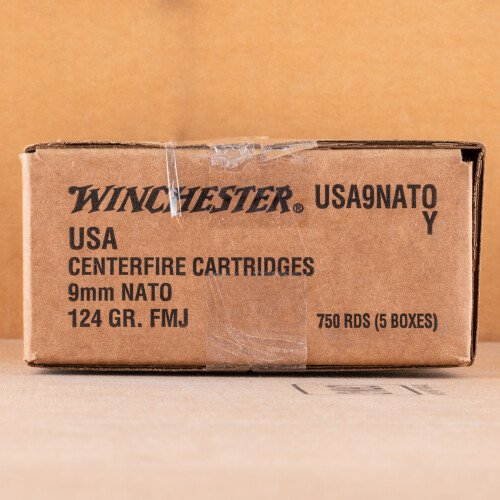 Winchester 9mm Nato USA9NATO 124 Grain Full Metal Jacket CASE 750 rounds