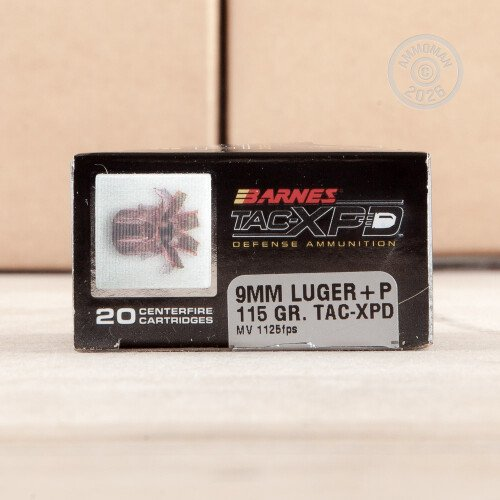 Barnes TAC-XPD Ammunition 9mm Luger +P 115 Grain Box of 20