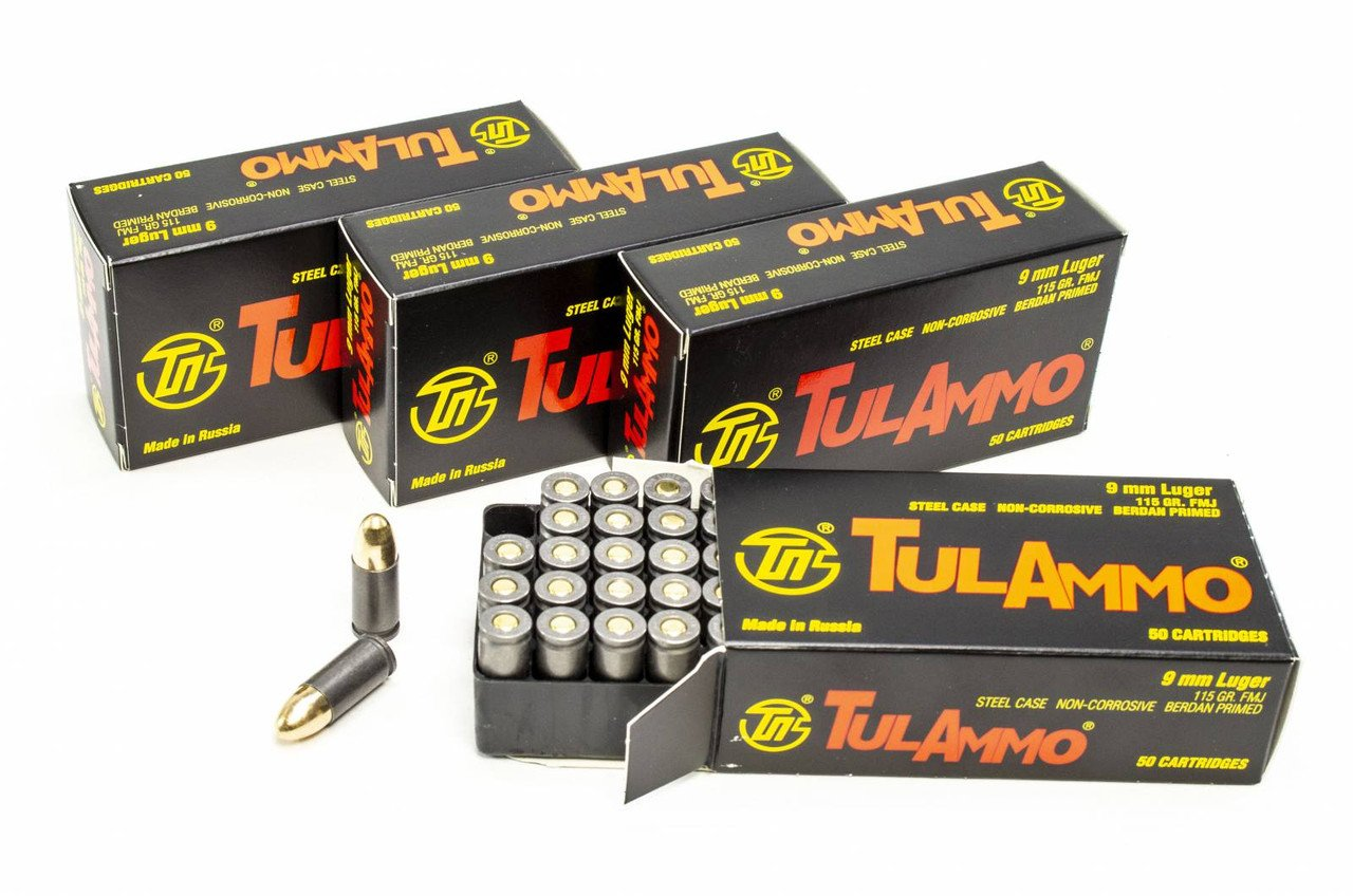 Tula 9mm Ammunition TA919150 115 Grain Full Metal Jacket Case of 1000 Rounds