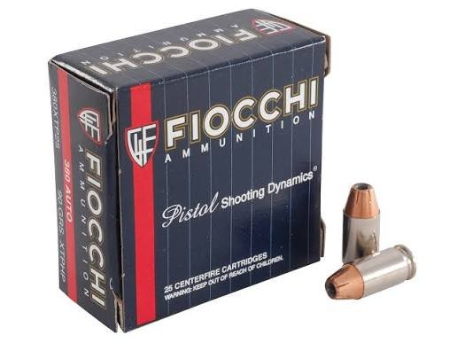 Fiocchi Extrema Ammunition 380 ACP 90 Grain Hornady XTP Jacketed Hollow Point Box of 25