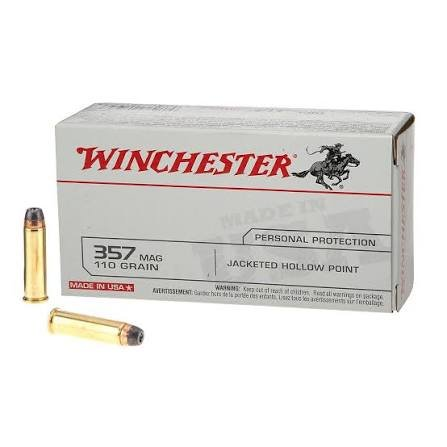 Winchester USA Ammunition 357 Magnum 110 Grain Jacketed Hollow Point Box of 50