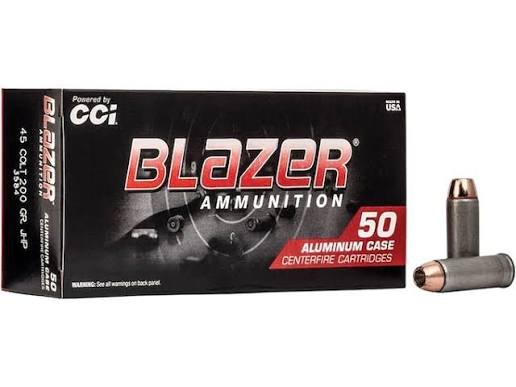 Blazer Ammunition 45 Colt (Long Colt) 200 Grain Jacketed Hollow Point Box of 50