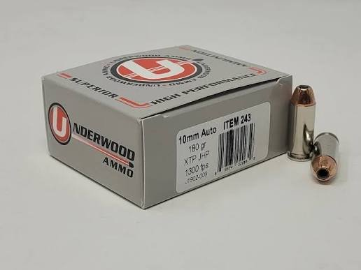 Underwood Ammunition 10mm Auto 180 Grain Bonded Jacketed Hollow Point Box of 20