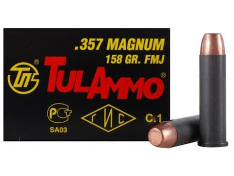 Tula 357 Mag Ammunition TA357158 158 Grain Full Metal Jacket Case of 1000 Rounds