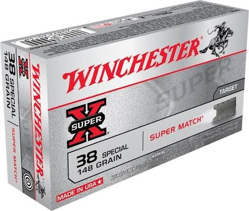 Winchester 38 Special Ammunition Super Match X38SMRP 148 Grain Wadcutter 50 rounds
