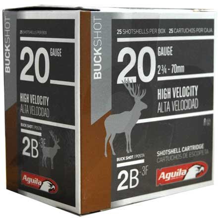 Aguila High Velocity Ammunition 20 Gauge 2-3/4" #2 Buckshot 15 Pellets