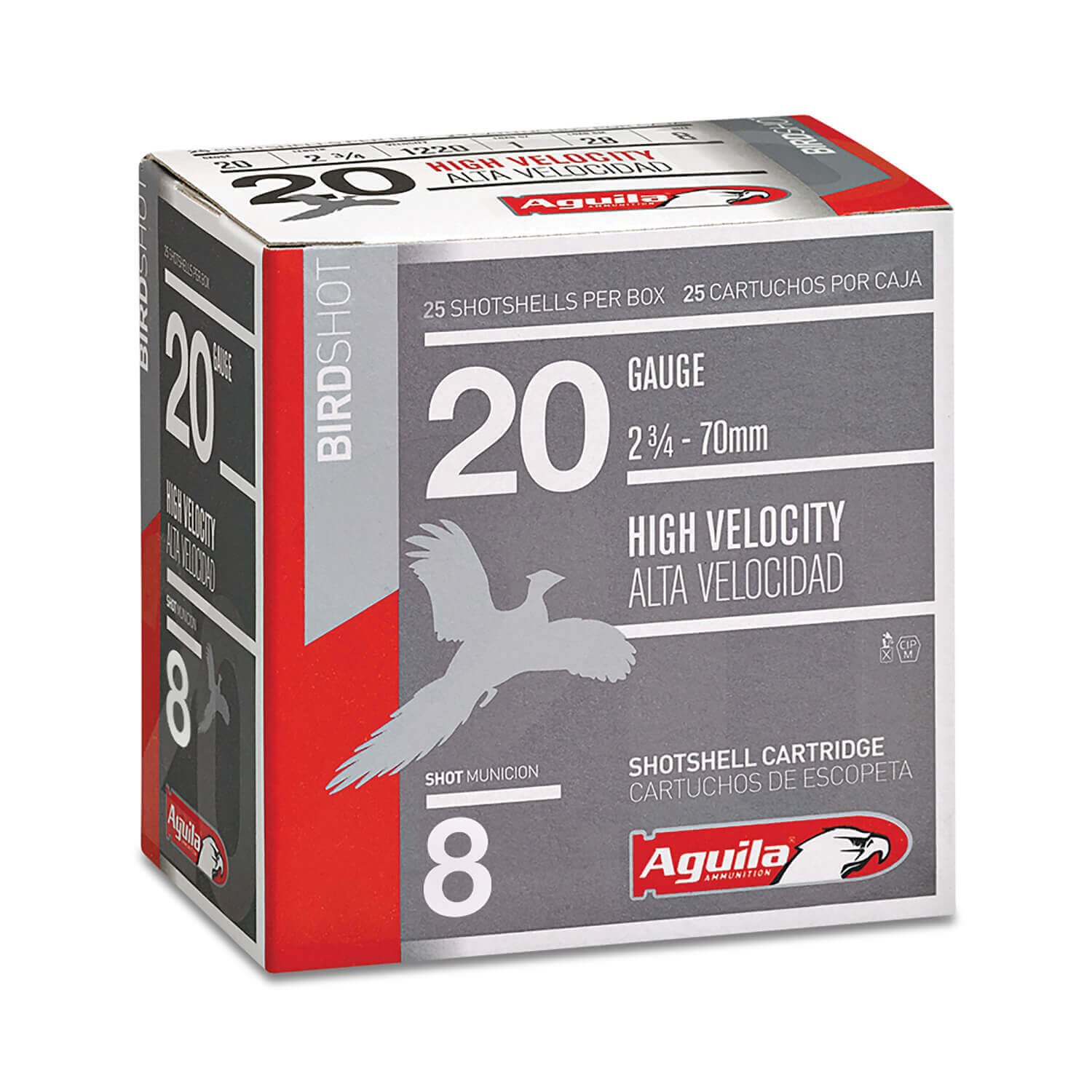 Aguila High Velocity Game Load Ammunition 20 Gauge 2-3/4" 1 oz #8 Shot