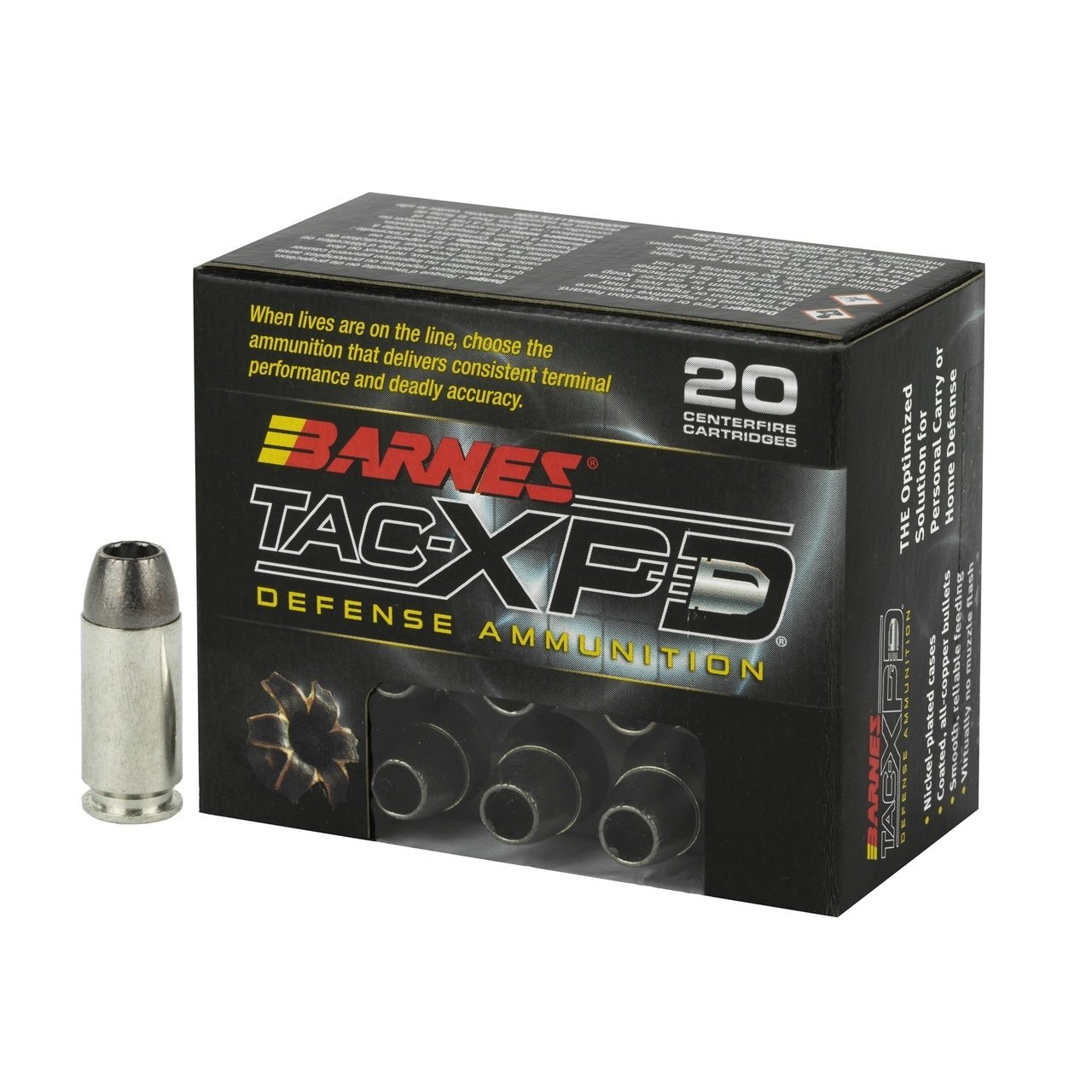 Barnes TAC-XPD Ammunition 40 S&W 140 Grain TAC-XP Hollow Point Lead-Free Box of 20