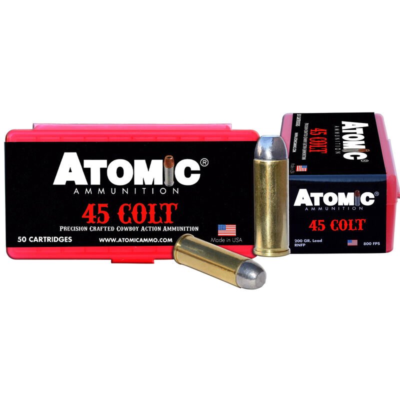 Atomic Ammunition 45 Colt (Long Colt) 200 Grain Hard Cast Lead Round Nose Flat Point Box of 50