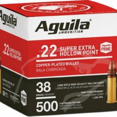 Aguila Super Extra High Velocity Ammunition 22 Long Rifle 38 Grain Plated Lead Hollow Point